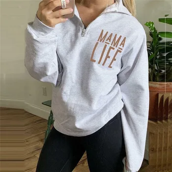 

Harajuku New Spring And Summer T-shirt With Half-zipper Lapel And five-sleeve Print Korean Style Students Casual Cute Daily V27