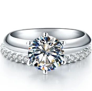 

Set Rins Wedding 3Ct 9mm Round Cut D-E Moissanite Diamond Ring Test Positive as Real Diamond 925 Sterling Silver Rings