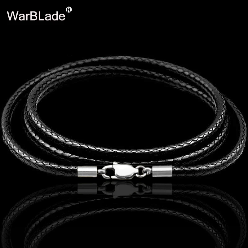 4080cm 13mm Leather Necklace Cord Waxed Rope Leather Cord Stainless Steel Lobster Clasp