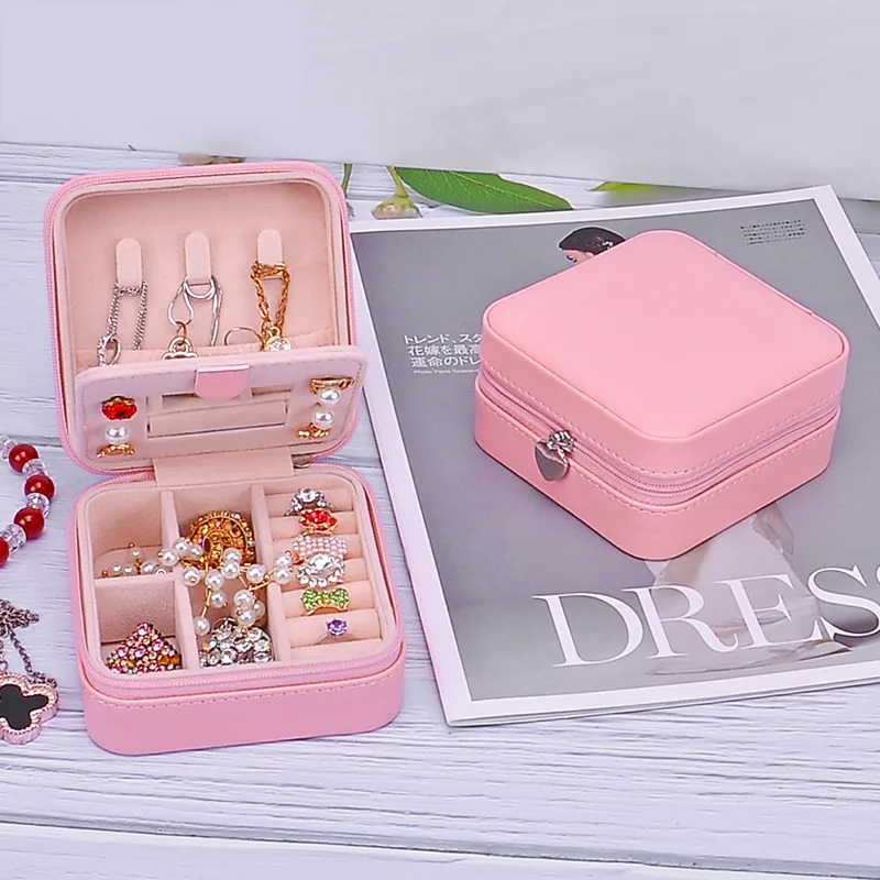 Hot Selling Protable Leather Jewelry Box Square Pattern Casket PU Boxes New Style 2 pieces | Украшения и аксессуары