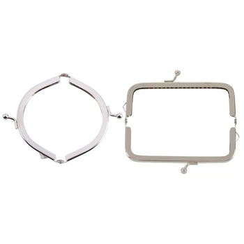 

5x Metal Frames Snap Clasp Arch Pattern Coin Style Purse Silver & 2x Silver Tone Purse Bag Metal Frame Kiss Clasp Lock 10.5X6cm