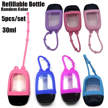 

5PCS 30ml Mini Empty Bottle Portable Traveling Refillable Bottle Silicone Protective Cover Hand Sanitizer Perfume Holder