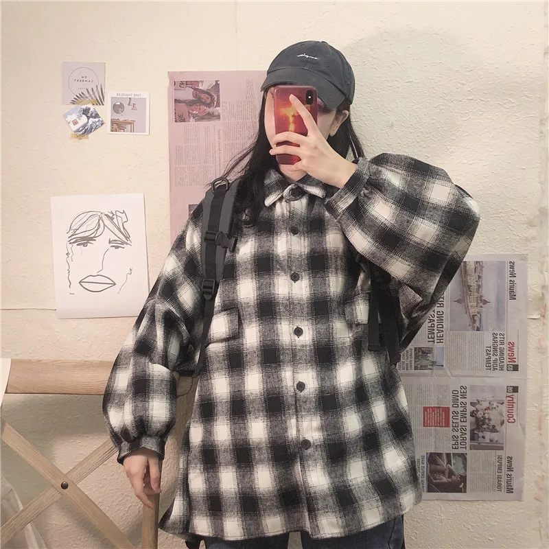 Фотосессия фабричная цена Управление 5 Осенняя стиль Harajuku-Стиль Повседневное записная книжка С ПЕРЕПЛЕТОМ с Fit, шерстяная одежда, рубашка с длинными рукавами Винтаж шерстяные J