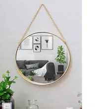 Зеркало подвесное туалетное зеркало для душевой комнаты Северная Европа Кованое железо Золотое зеркало салон красоты прикроватное зеркало