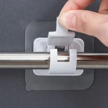 

Nail-Free Adjustable Curtain Rod Holder Clamp Hooks Rod Bracket Holders Adhesive Wall Curtain Fixed Clip Hanging Rack Hook Bath