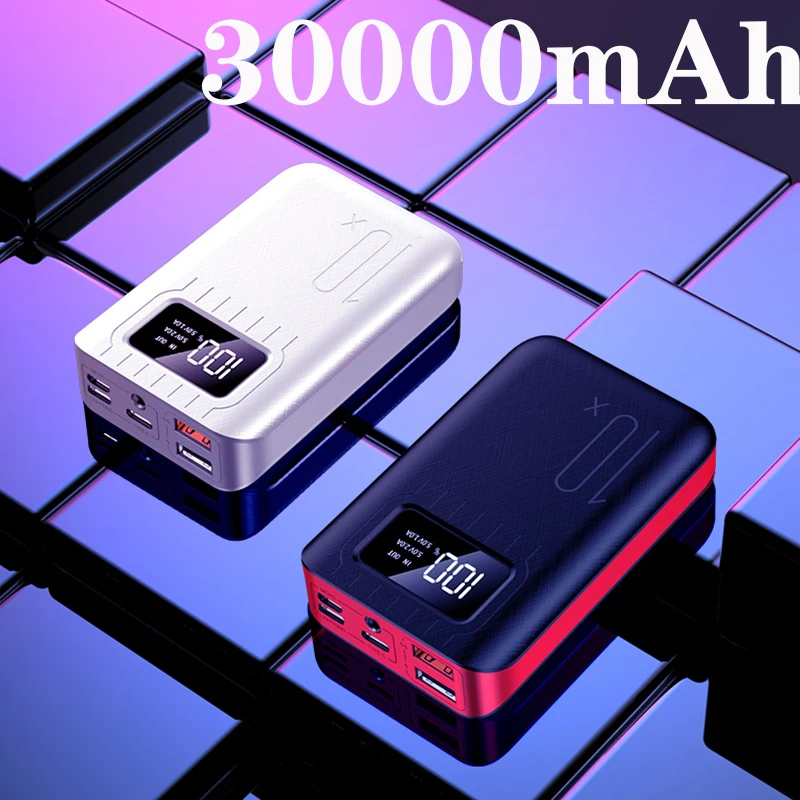 

Power Bank 30000mAh Powerbank External Battery Portable Fast Charger for All Smartphone with Charger Bank Full Screen Waterproof