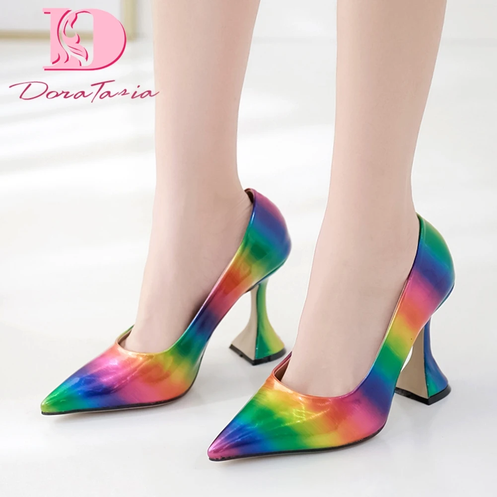 

Doratasia 2020 Hot Sale Slip On Party Wedding Pumps Woman Shoes Pointed Toe High Heels Mix Color Shoes Women Pumps Female