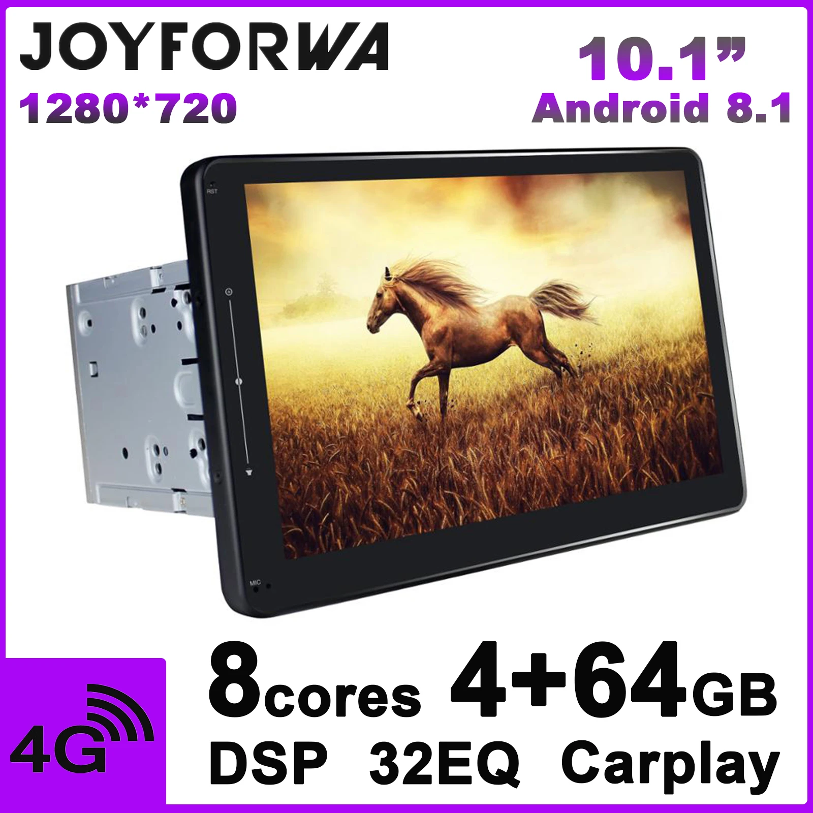 Carplay 1280*720 DSP 10," 2Din Android 8,1 Автомобильный мультимедийный радио gps SPDIF стерео сабвуфер 4G SIM WiFi DVR DAB OBD TPMS AUX