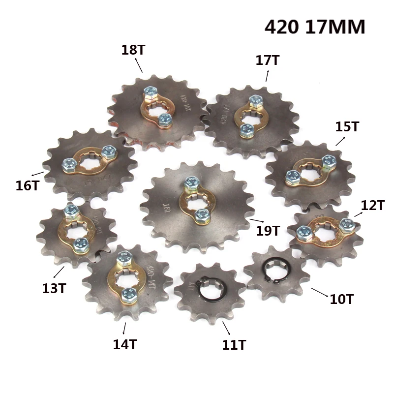 420 цепь 10T/11T/12T/13T/ 14T/15T/16T/17T/18T/19T 17 мм Звездочка переднего двигателя для мотоцикла ATV