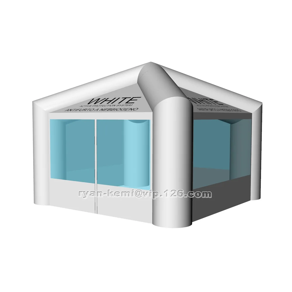 Inflatable tent with transparent clear PVC windows white inflatable Pagoda four legs exhibition tent advertising tent 6