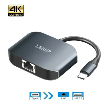 

Type C USB-C to Gigabit Ethernet & USB 3.0 HUB Convertor Cable Adapter RJ45 10/100/1000 Mbps LAN Network Port Type-C Device