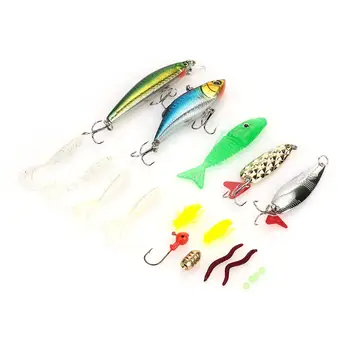 

Fishing Bait Set Durable Practical 20pcs Colour Decoy Tools Angling Swivels Clamp Hooks Luya Bait Kit