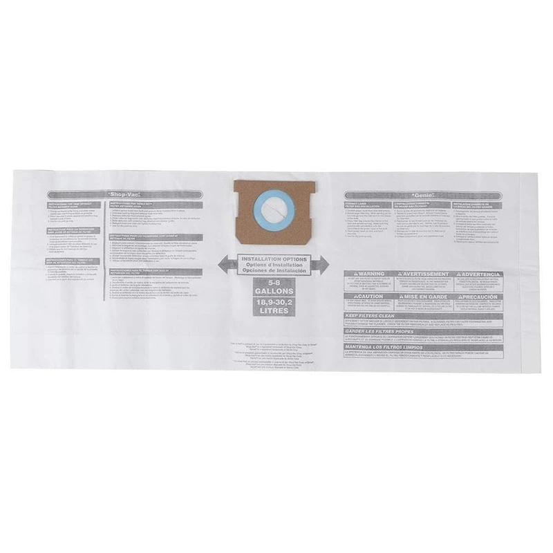 Description Picture 3 of itemReplacemen Bags For Shop Vac 5-8 Gallon Vacuum Type  E/H 90661 906-61 9066100 Disposable Collection Filter Bags