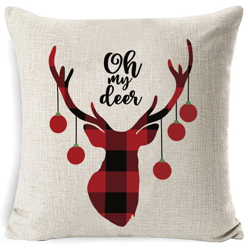 4Pcs Merry Christmas Cushion Cover Decorative Pillows Cover for Sofa Seat Square Soft Throw Pillow Case 45X45cm Home Decor