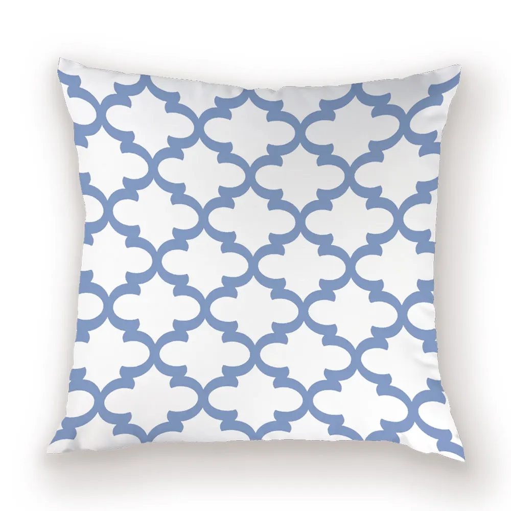 Чехол для подушки в скандинавском геометрическом стиле, простой в стиле бохо, декоративный чехол для подушки с синими линиями в полоску, домашний декор, белые наволочки для подушек - Цвет: L856-8