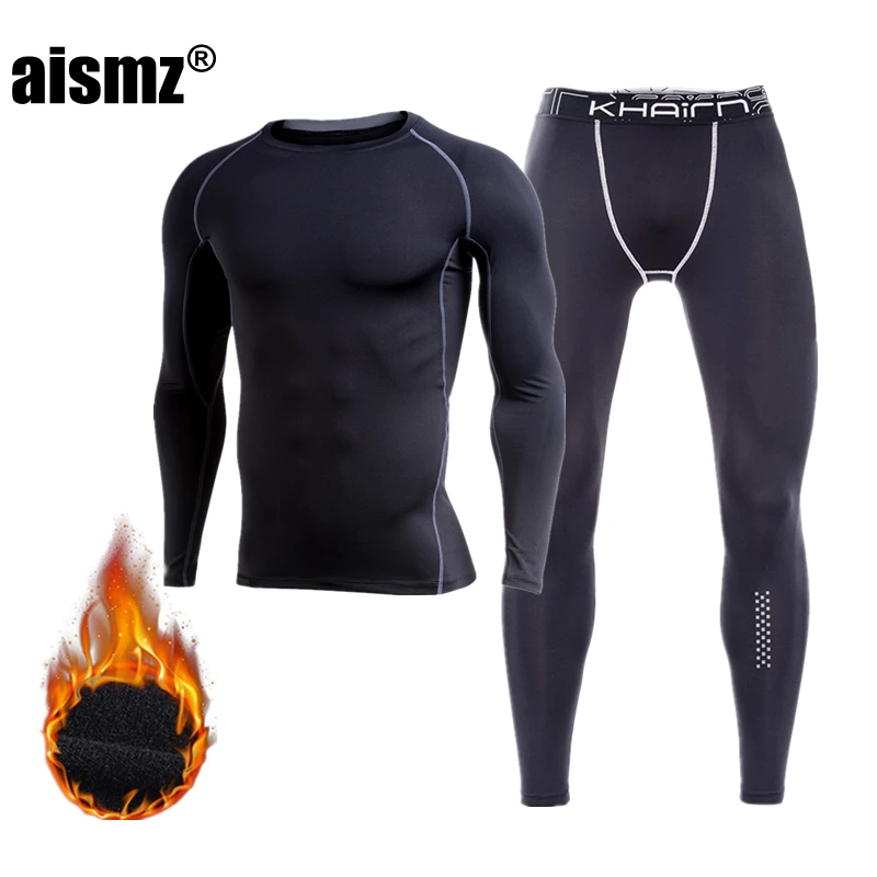 Aismz термобелье мужское термобелье термо Camisa Termica кальсоны ТЕРМОколготки зимние компрессионное белье наборы быстросохнущие - Цвет: P17100-2  P5842