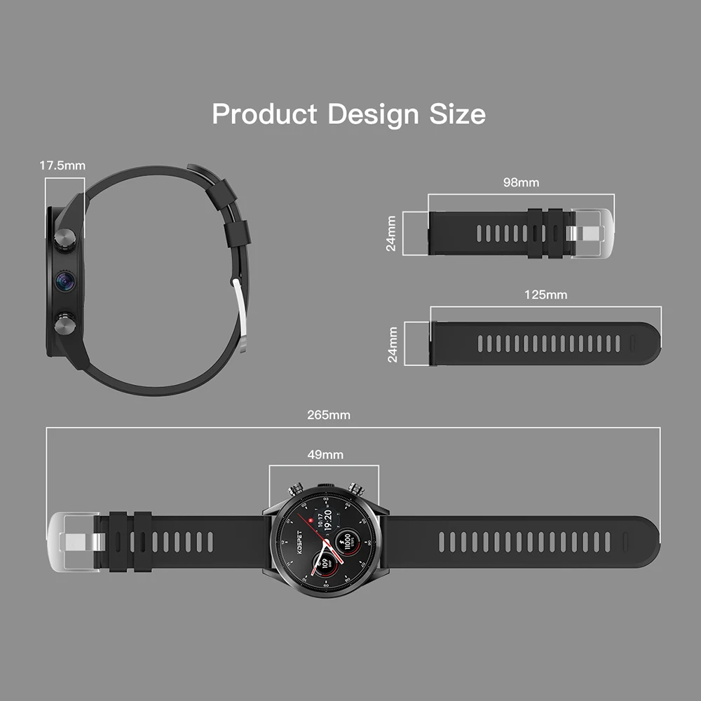 Kospet Hope Lite Dual 4G Smartwatch Android7.1.1 1 Гб+ 16 Гб 1,3" AMOLED WiFi gps наручные часы 8.0MP IP67 водонепроницаемые Смарт-часы для мужчин