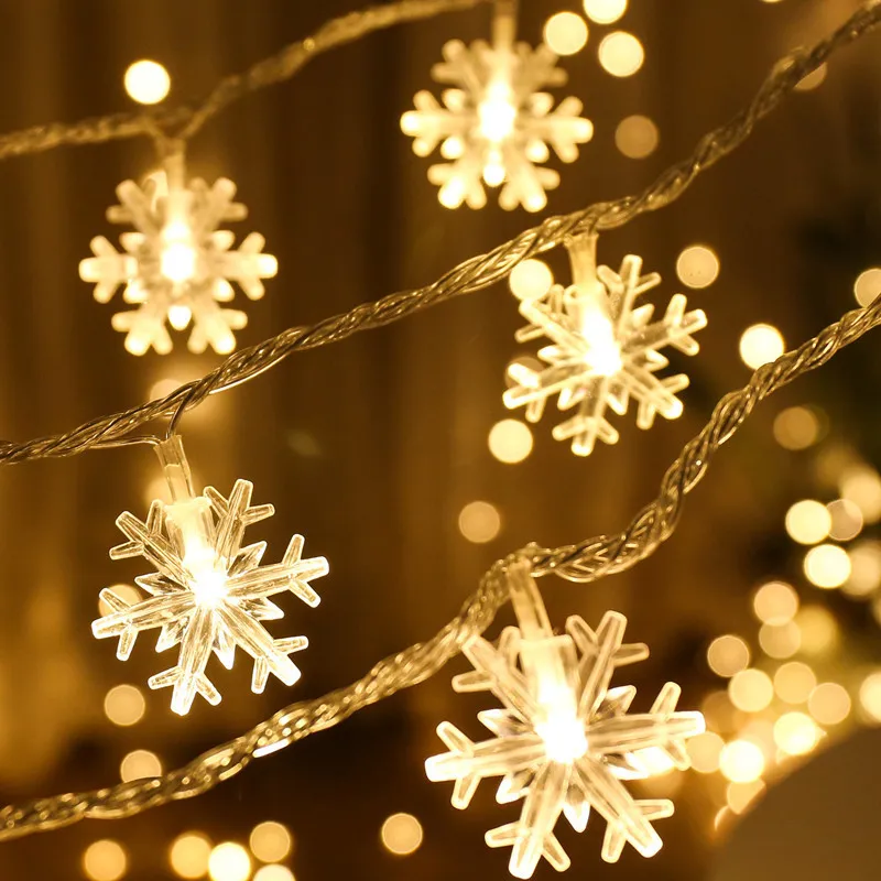 

LED Snowflake String Lights Christmas Tree Decorations Snow Fairy Garland Decoration ew Year Room Valentine's day Home Decor