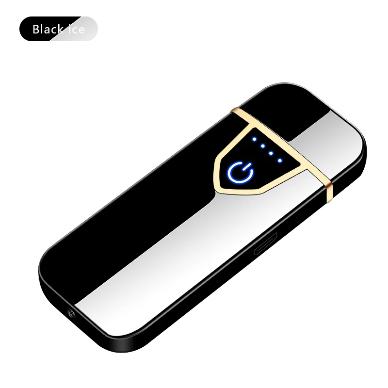 Ice Black Новинка USB металлическая зарядная Зажигалка Windprood электронные зажигалки сенсорные для мужчин гаджеты Аксессуары для сигарет - Цвет: Ice Black