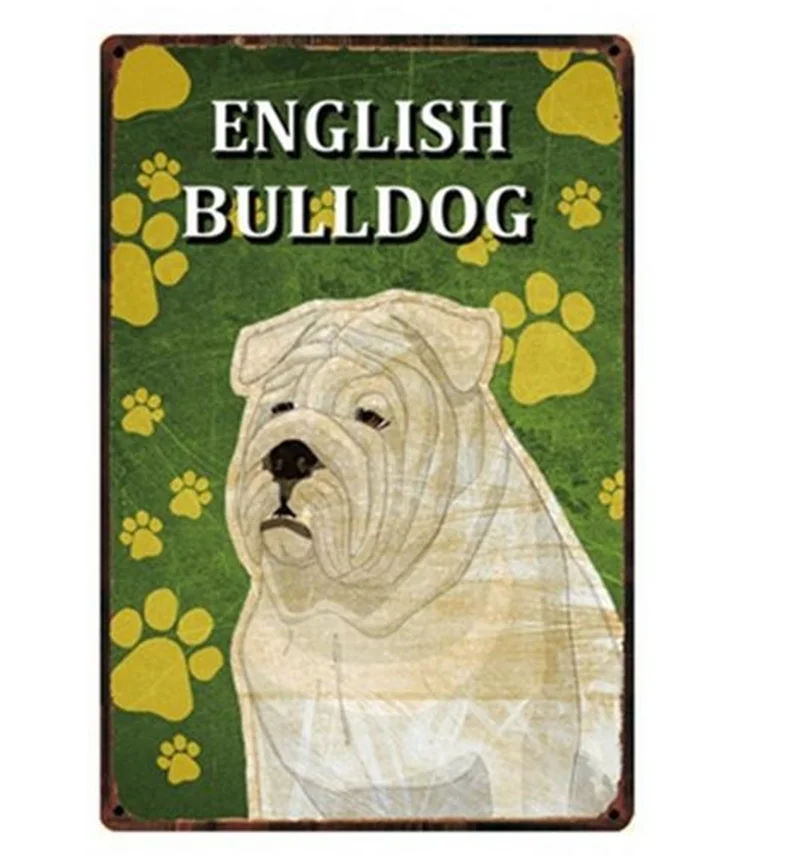 Мопс металлический знак Оловянная собака питбуль бык собака большой датчанин плакат с боксером домашний Декор Бар настенная живопись 20*30 см размер картины - Цвет: 52
