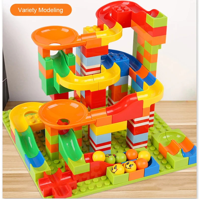 165/330 Pcs Marble Race Run Block Compatible Duploed Building Blocks