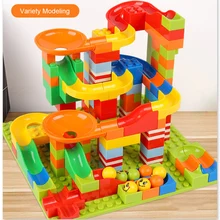 165/330 pcs mármore corrida bloco, compatível com dupla funil, blocos de construção, diy, tijolos, brinquedo, presente de natal, atacado
