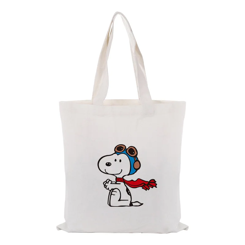 

Cute Cartoon Dog Canvas Tote Bag Handbag Custom Print Logo Text DIY Daily Use Eco Ecologicas Reusable Shopping Bag Recycle
