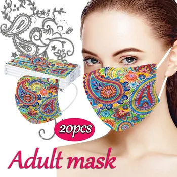 

20pcs Flower Mask Disposable Nonwove 3 Layer Ply Filter Mask mouth Face mask filter safe Breathable Protective masks In Stock