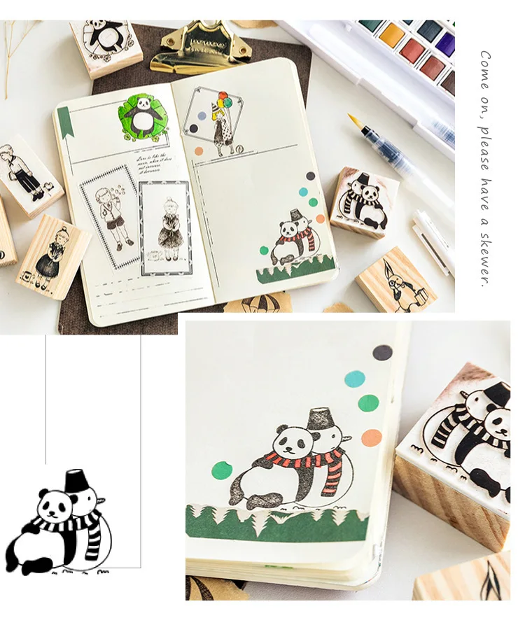 Enjoy moment 1 шт. деревянные милые животные панда Печать Прозрачный штамп для скрапбукинга DIY штамп планировщика японские канцелярские принадлежности поддержка