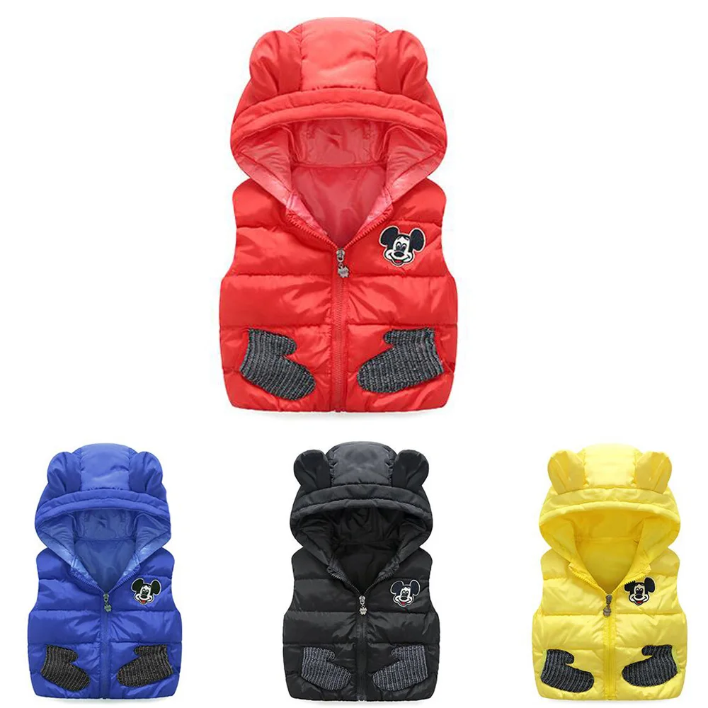 

Kids Mickey Hooded Down Vest 2019 Winter Autumn Baby Children Outfit Baby Girl Down Jacket Children Clothes Boy Minnie Waistcoat