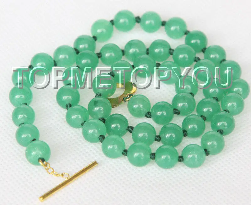 Free Shipping &gt&gt18&quot 8mm round light green stone bead necklace E2971 |