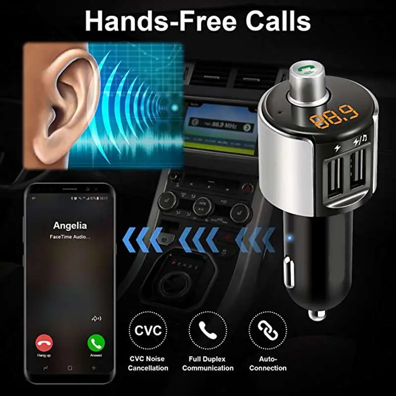 Автомобильный Bluetooth fm-передатчик 5 В/3.4A два usb порта зарядное устройство совместимо с iPhone и Android смартфонов громкой связи