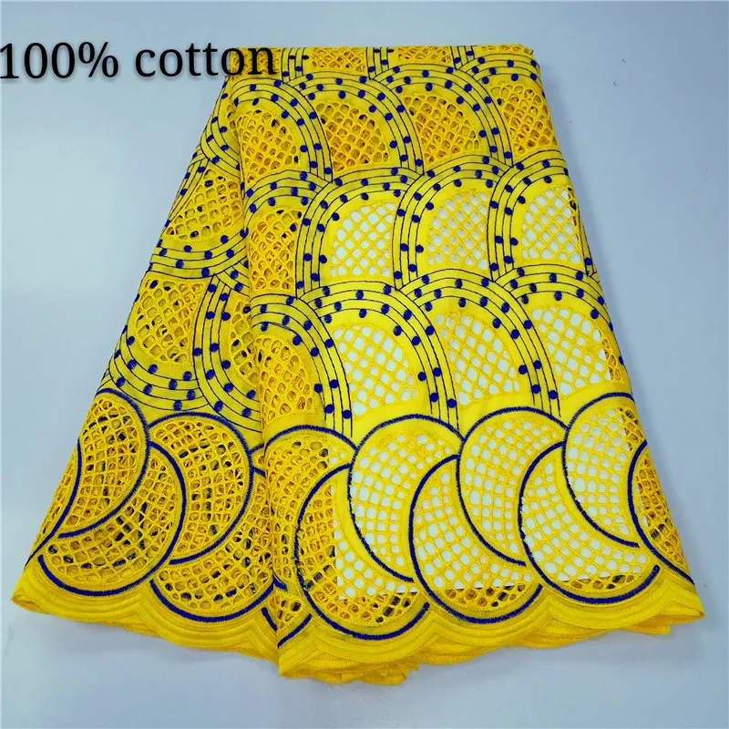 

5 yard Swiss lace fabric 2019 latest heavy beaded embroidery African cotton fabrics Swiss voile lace popular Dubai style 9L10229
