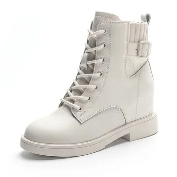 

SWYIVY genuine leather maritn boots women white shoes autumn sneakers platform 2020 new female belt bucket ankle boots ladies