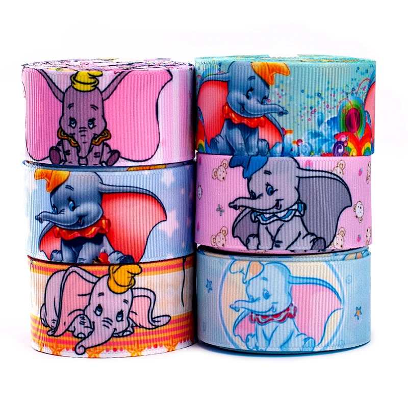 5 ярдов Grosgrain/атласная лента 16 мм/25 мм/38 мм/50 мм/75 мм мультяшный слон для украшения