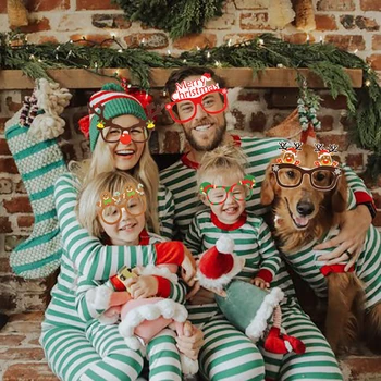 

Christmas 2020 9Pcs Paper Glasses Photo Props Family Navidad Glasses Decoration For Home Snowman Noel Tree Deer