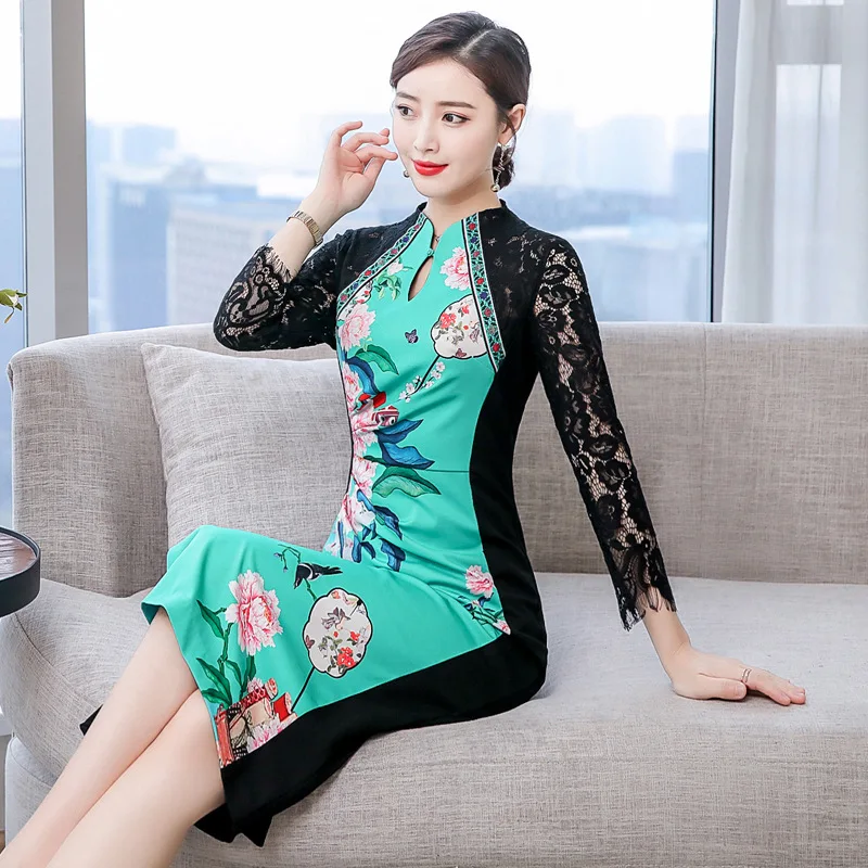Китайское платье Ципао cheongsam сексуальное Ретро Вышивка cheongsam женское кружевное женское белье babydoll китайское платье Ципао современное