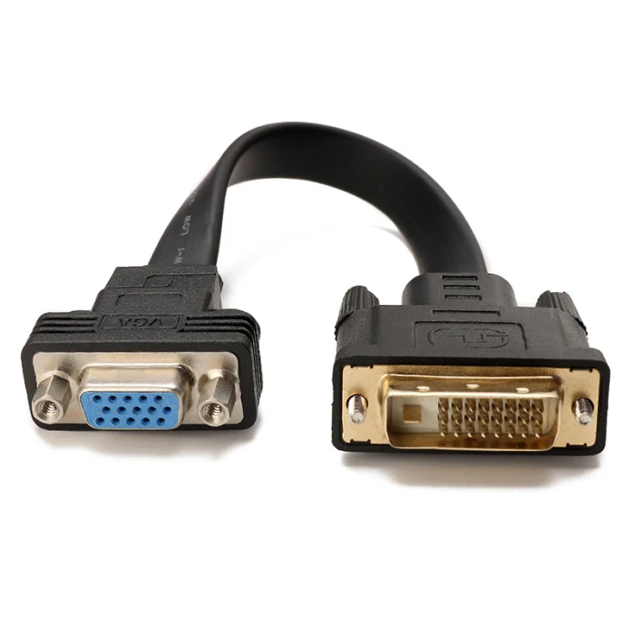 DVI-D 24+ 1 мужчина к VGA 15Pin HDTV Женский адаптер Разъем плоский кабель JFlyer