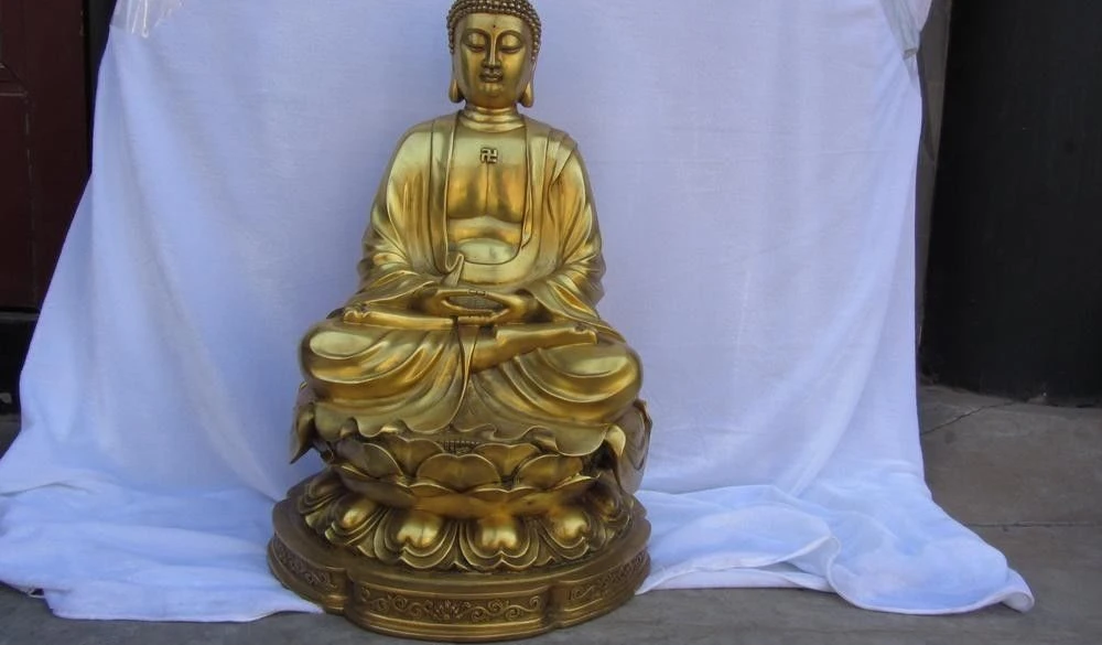 Тибетский буддизм из чистой латуни Tathagata Sakyamuni Изысканная Ремесленная статуя Будды