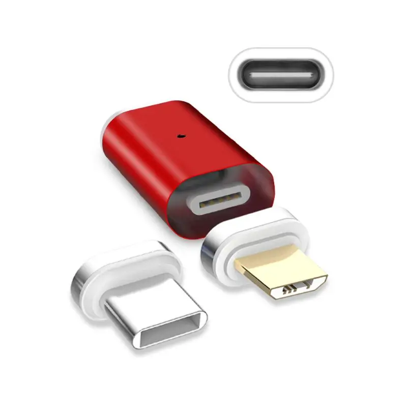 Магнитный адаптер для быстрой зарядки с разъемом Micro USB+ type C для samsung Huawei Xiaomi HTC Android Mob - Цвет: Красный
