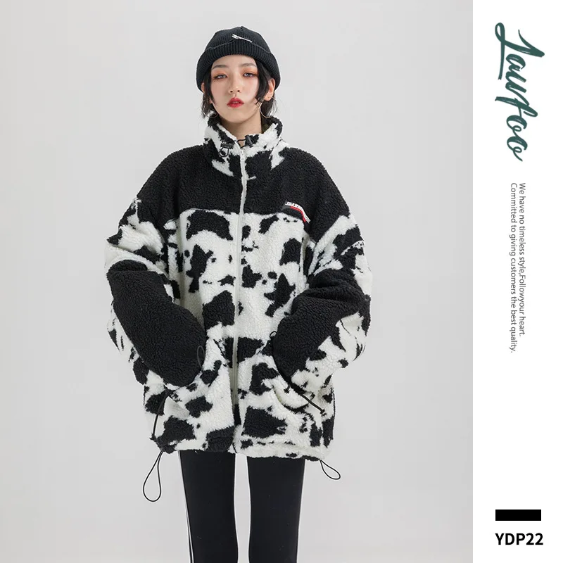 Осенне зимняя флисовая куртка на молнии с пандой и воротником стойкой|Куртки| |