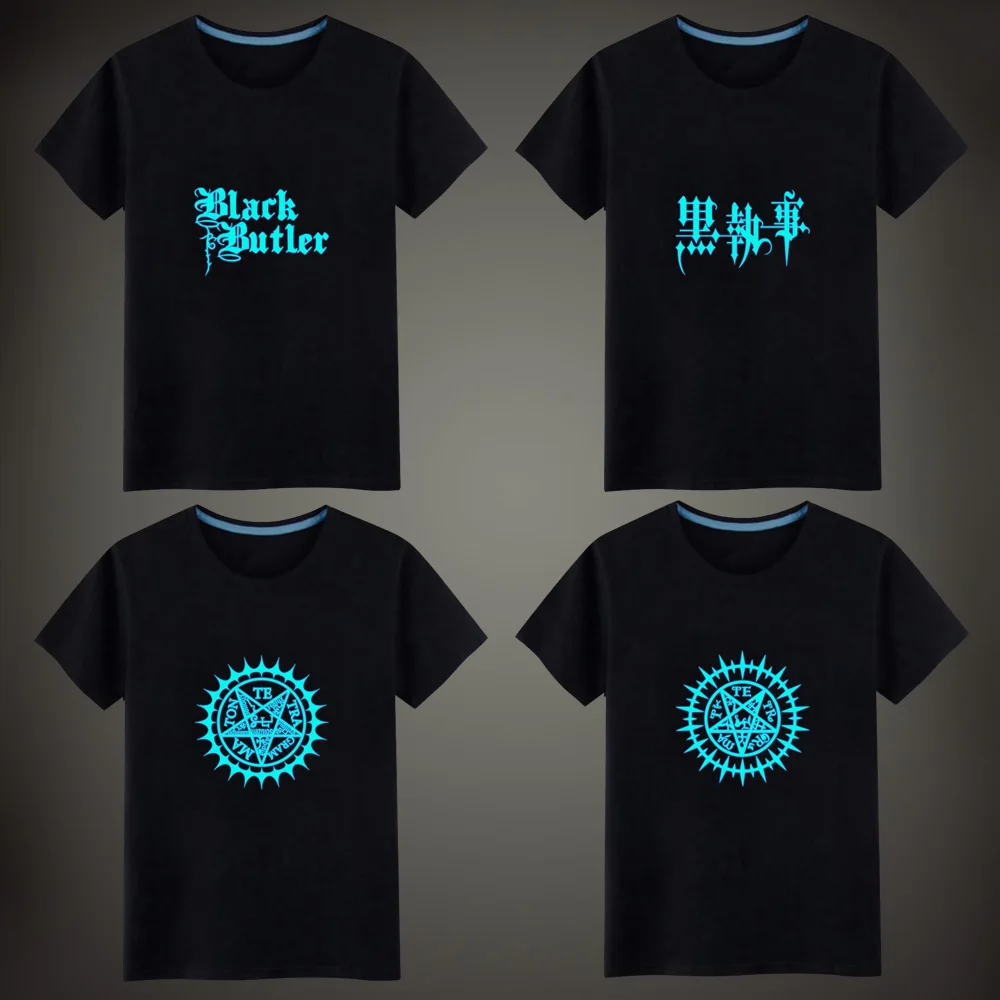 

2019 Anime Black Butler Kuroshitsuji Luminous Kids T-Shirts Boy Girls Fluorescent Short Sleeves T shirt Baby Cotton Tops Ves