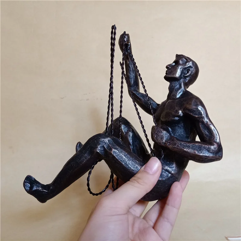 Промышленный стиль скалолазание человек смолы железная проволока Настенный декор скульптурные фигуры креативный Ретро подарок декоративная статуэтка TB01