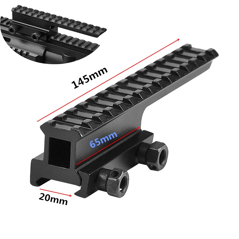 

Tactical Extened High Riser Base Flat Top 145mm Length 14 Slots Suit 20mm Picatinny/Weaver Rail Mount for Riflescope Airsoft Gun