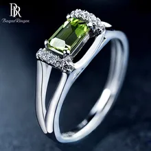 Кольцо из Bague Ringen серебра 925 пробы с 6*4 мм натуральным Rectange Перидот драгоценным камнем для помолвки, свадебной вечеринки, подарок