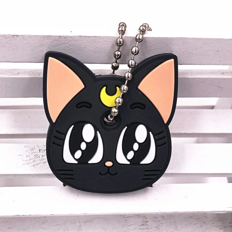 2PCS Couple Key Rings For Kids Party Gifts Minnie Mickey Luna Cat Animal Icon Star Wars Icon PVC Soft Key Chain Key Cover Cap