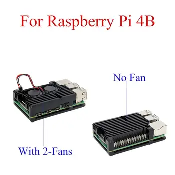 

Protective Box Aluminum Alloy Case Cover Cooling Enclosure Shell For Raspberry Pi 4B With Dual Fans