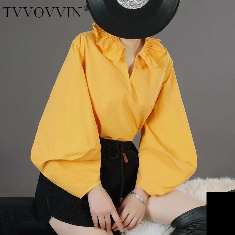 Tvvovwin новая пышная ретрорубашка с длинным рукавом Женская складывающаяся плиссированная с отложным воротником популярная блузка платья AS392