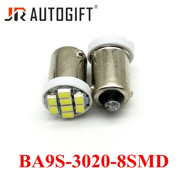100 шт. BA9S 3020 8SMD 1206 8 светодиодный 12V 24V светодиодный супер яркий светодиодный светильник лампа белая дверь светильник сигнальные лампы габаритный фонарь пластины светильник