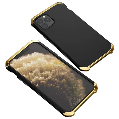 Роскошный Алюминиевый металлический бампер для телефона, чехлы для Iphone 11 Pro, Жесткий Чехол для ПК с винтом, чехол для Iphone 11 Pro Max, чехол Capinha Coque - Цвет: Black GOld